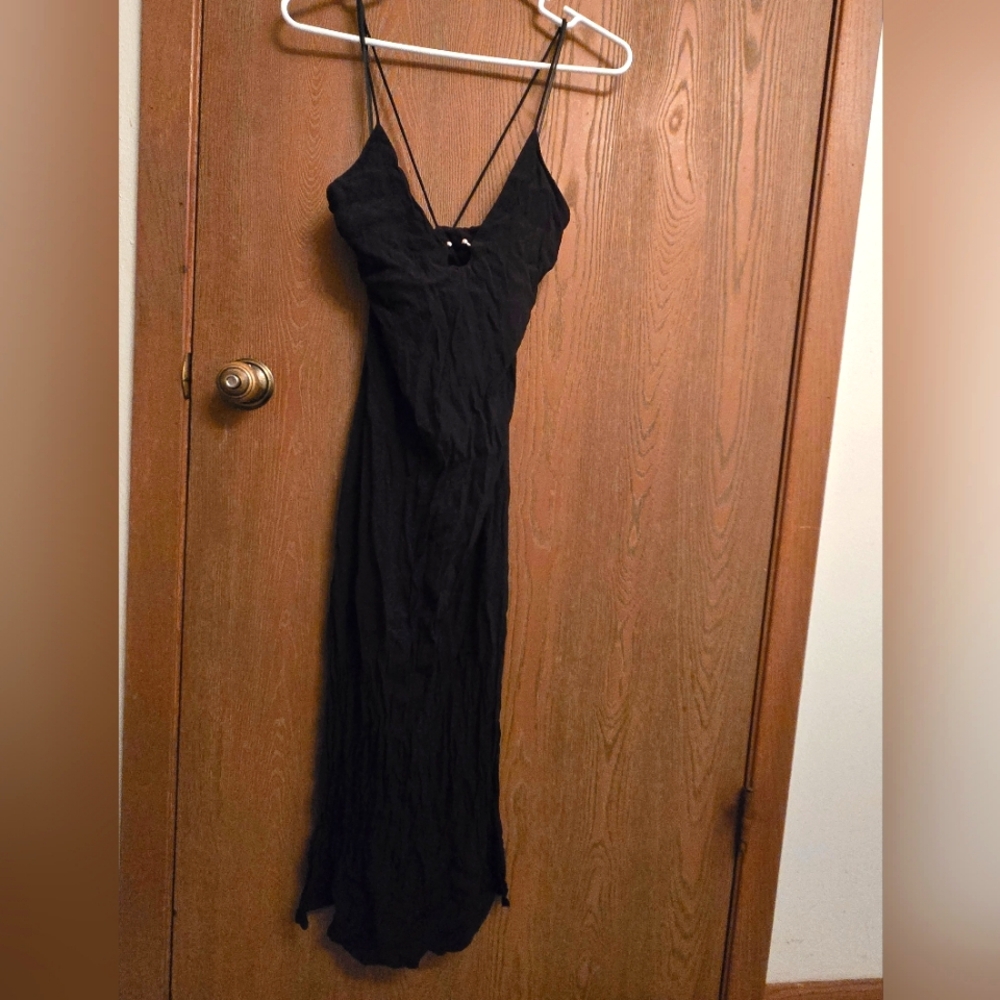 THIRD FORM Black Criss Cross Back Midi Dress | Size 6
